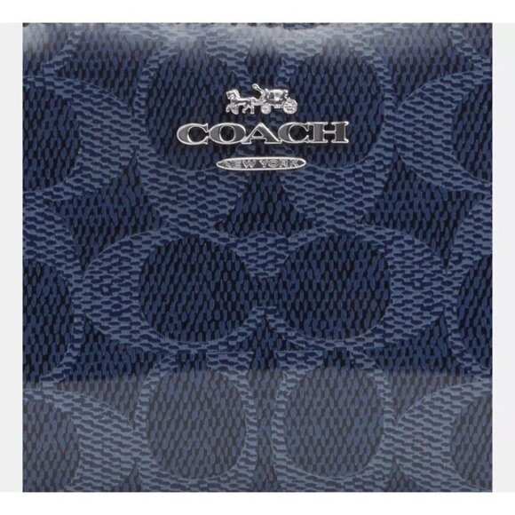 Coach Women's Dark Denim Signature Coated Canvas Snap Wallet NWT ❤️ - Picture 2 of 6